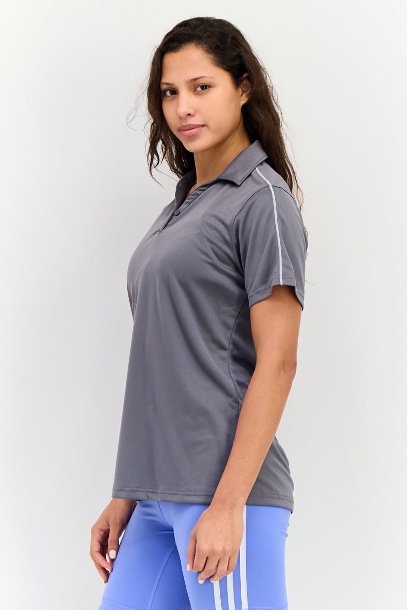 UNDER ARMOUR Women Loose Fit Short Sleeves Outdoor Polo Shirt, Grey - Image 2